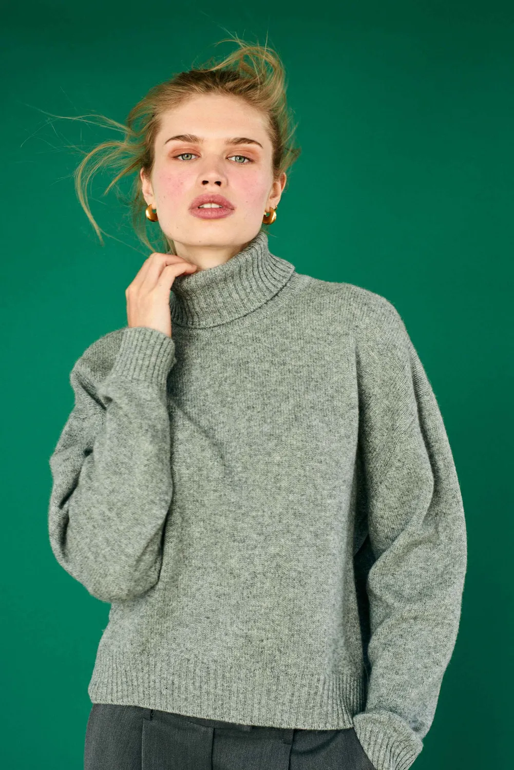 Jumper 1234 Roll Collar maglione cashmere grigio oversize