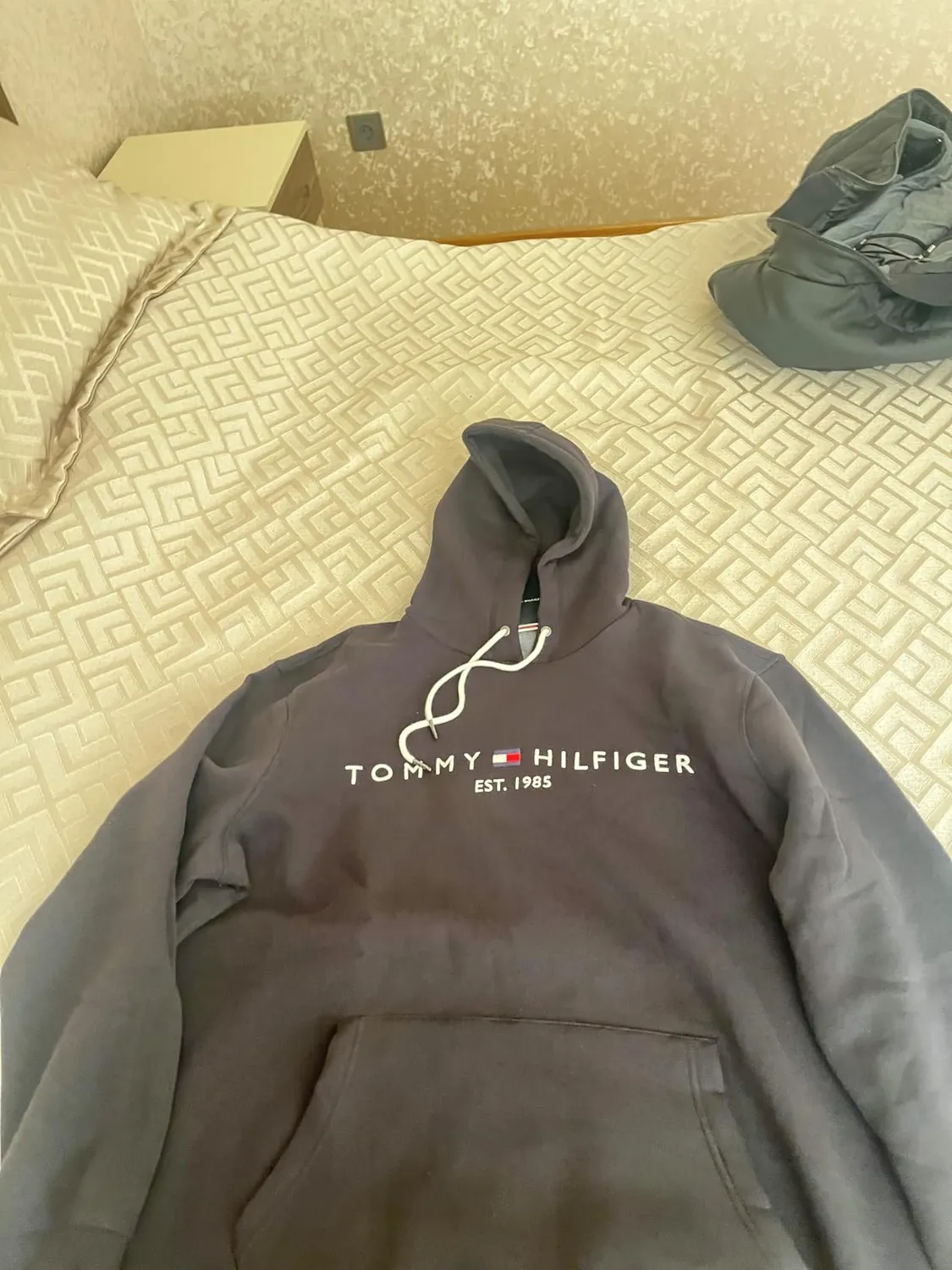Tommy Hilfiger Logo Hoodie Felpa Nera cappuccio uomo