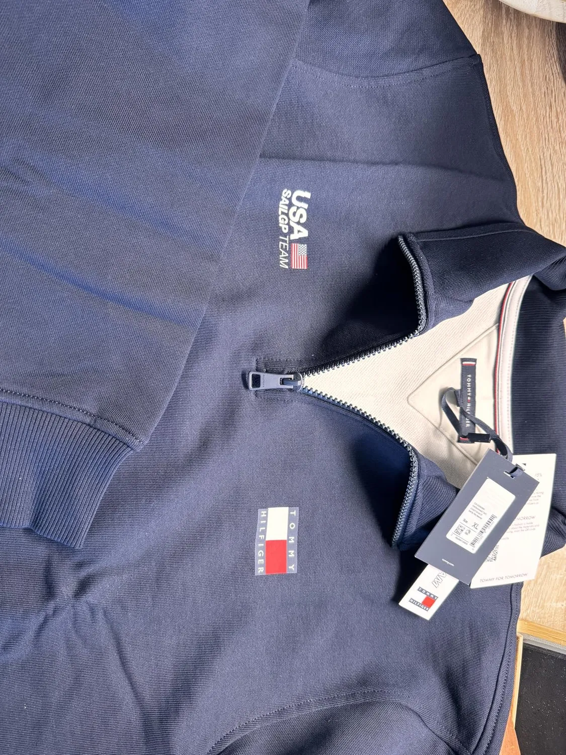 Tommy Hilfiger SailGP MW0MW44687 felpa uomo mezza zip XL blu