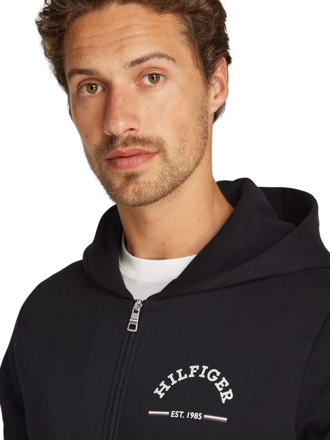Tommy Hilfiger felpa zip uomo con cappuccio cotone 63%