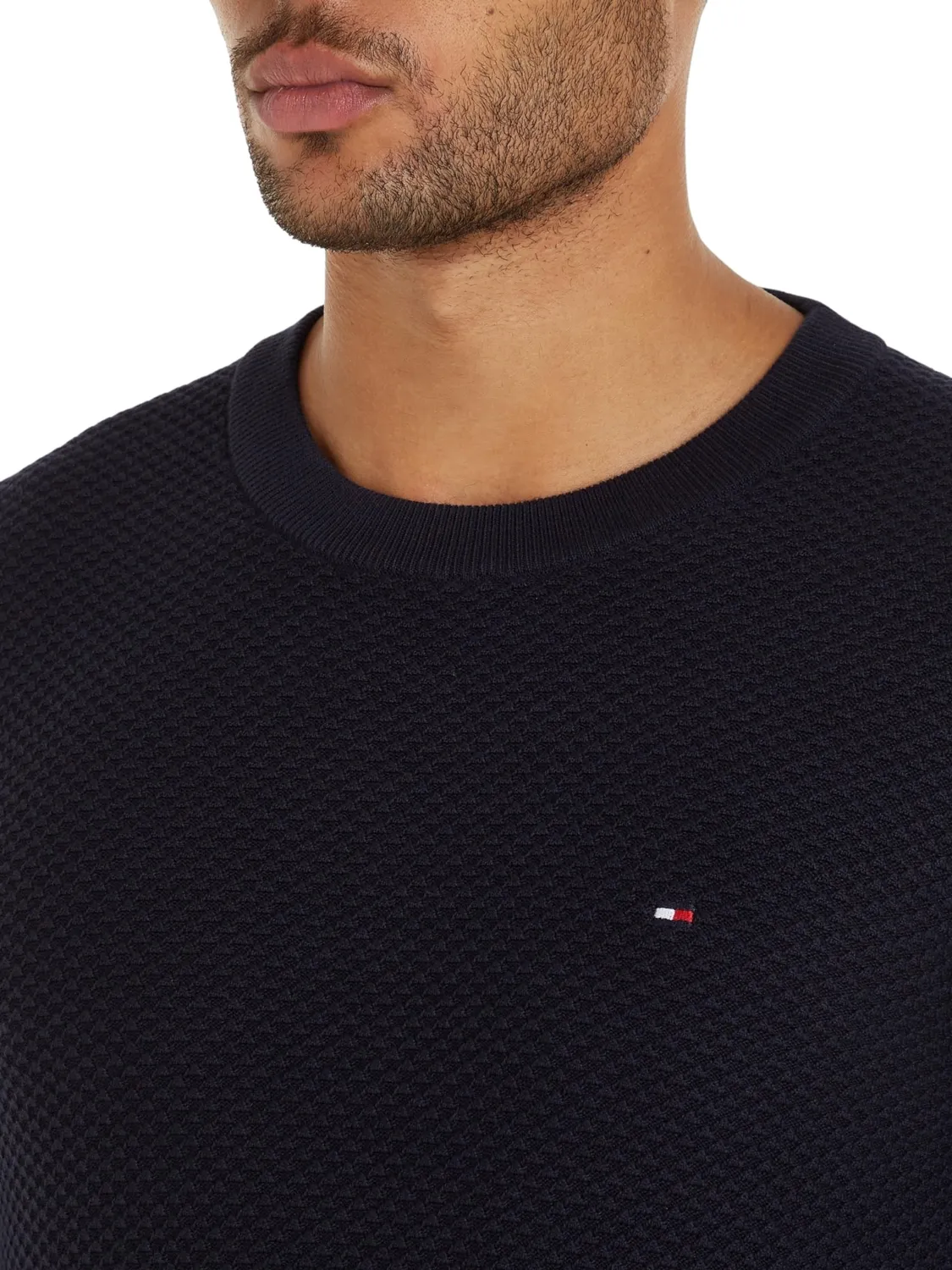 Tommy Hilfiger Jimmy Texture Crew Pullover maglione uomo beige morbido