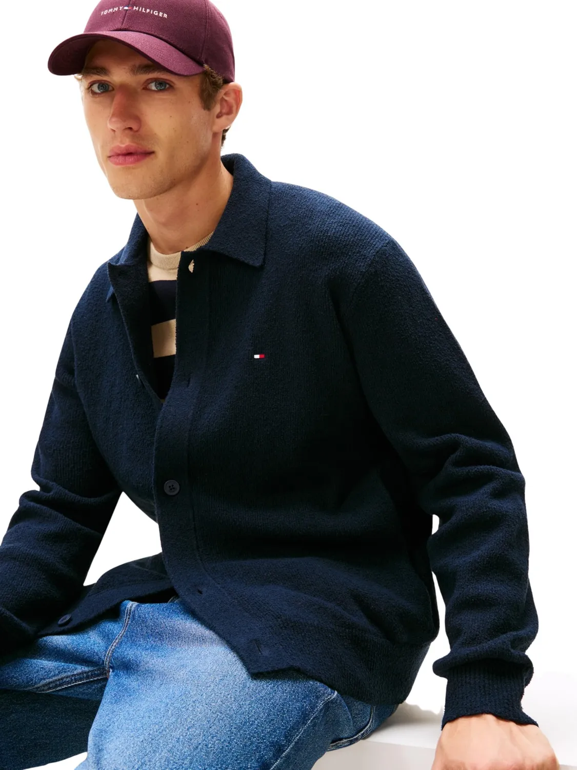 Tommy Hilfiger Textured Polo cardigan L manica lunga
