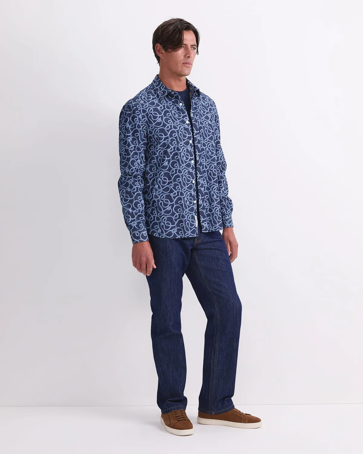 Sportscraft Rope Long Sleeve camicia denim stampa corda