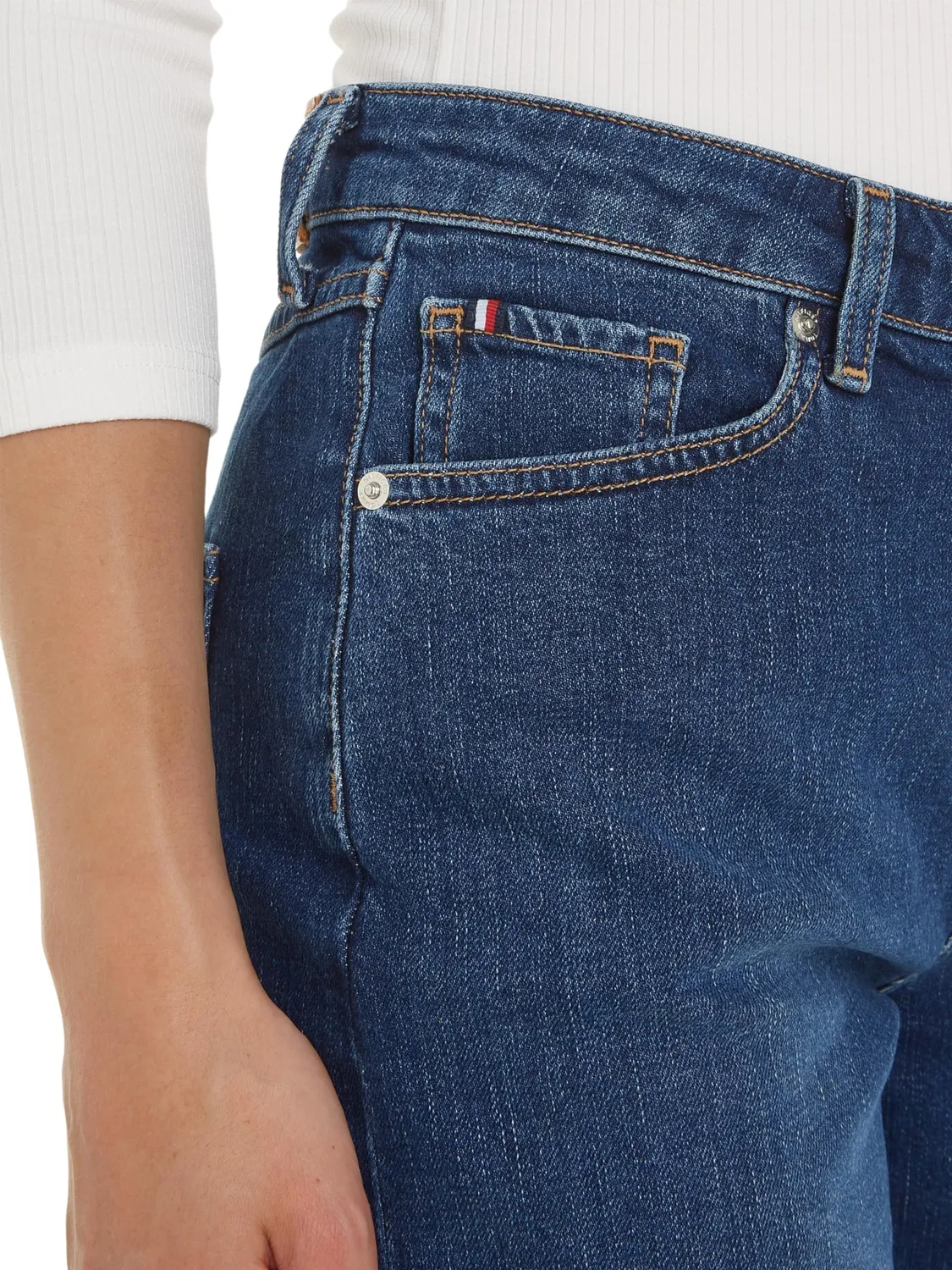Tommy Hilfiger Kai Straight shorts jeans donna elastici 27W