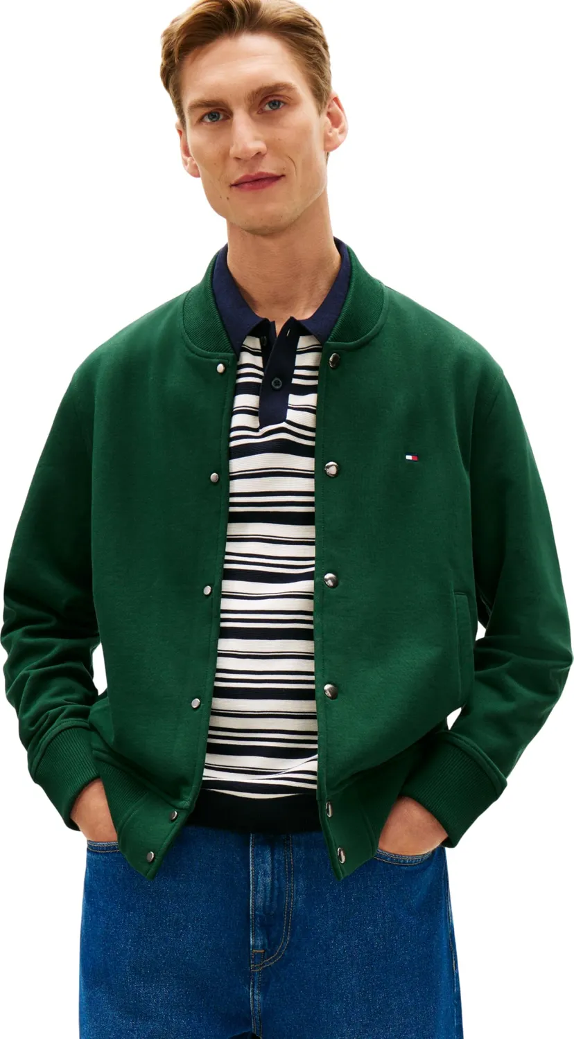 Tommy Hilfiger Essential Terry Bomber MW0MW42470 felpa verde felpata