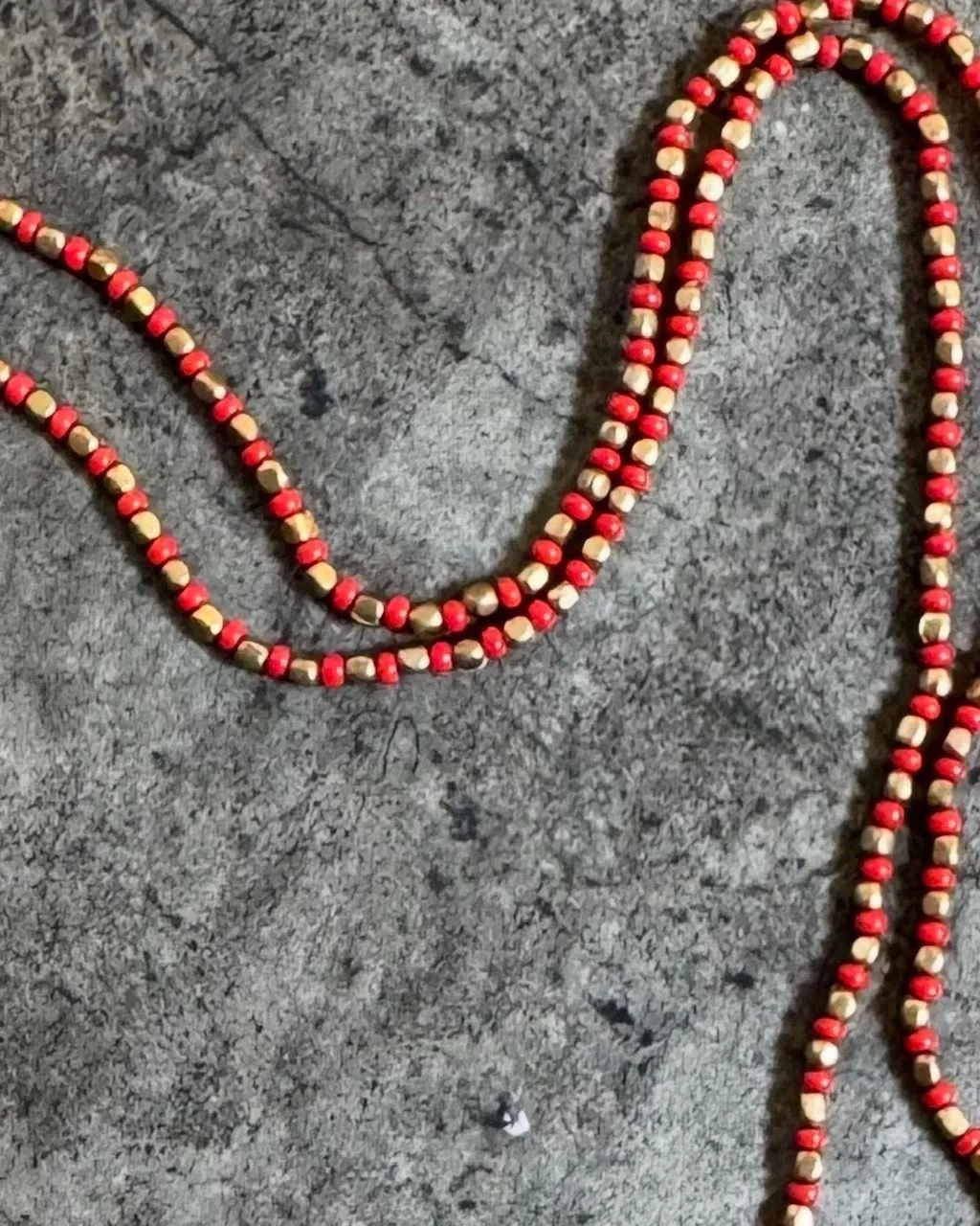 LOL Roma Collana Perline Ottone Vetro rossa 99 cm