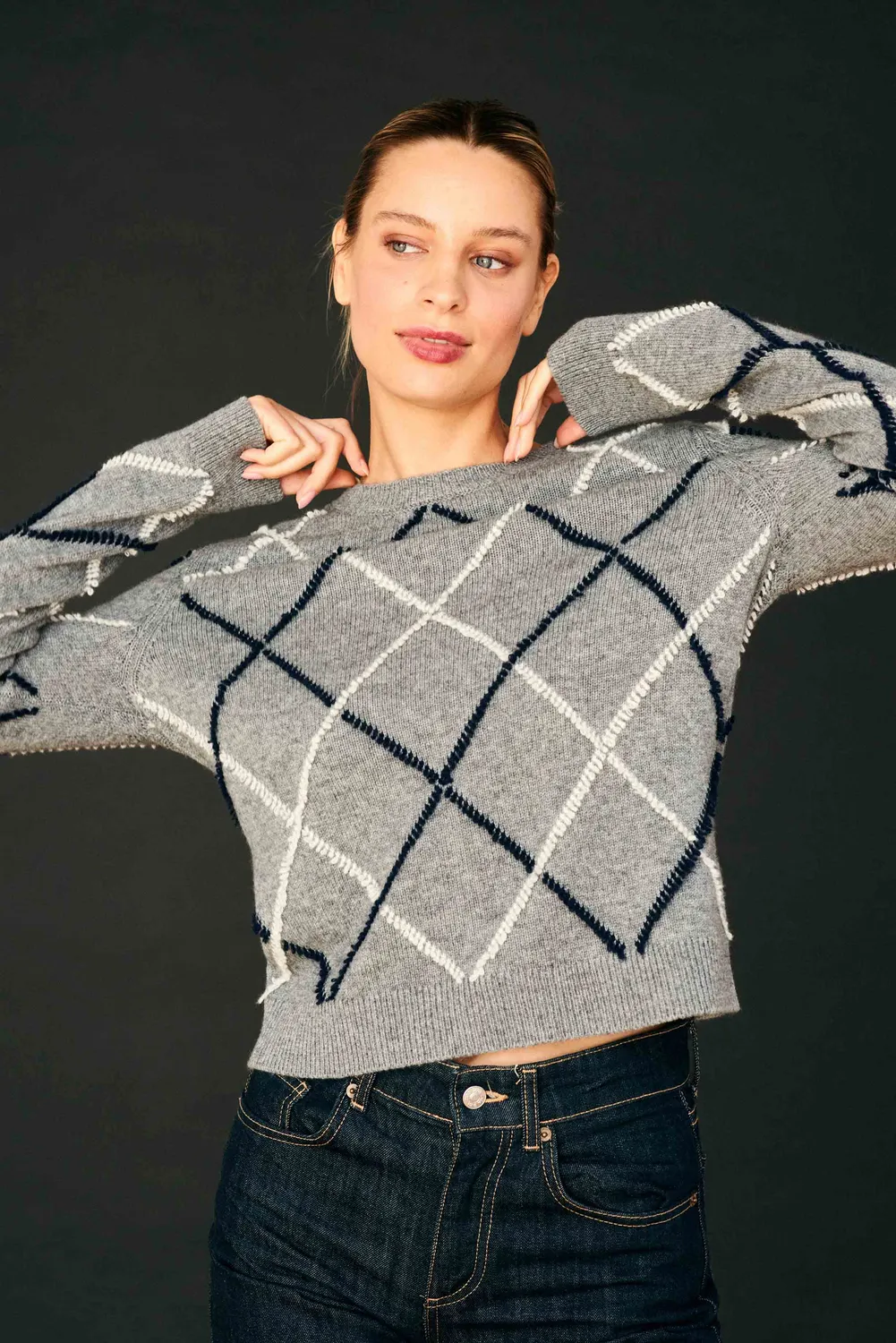Jumper 1234 Argyle Outline maglione lana grigio medio