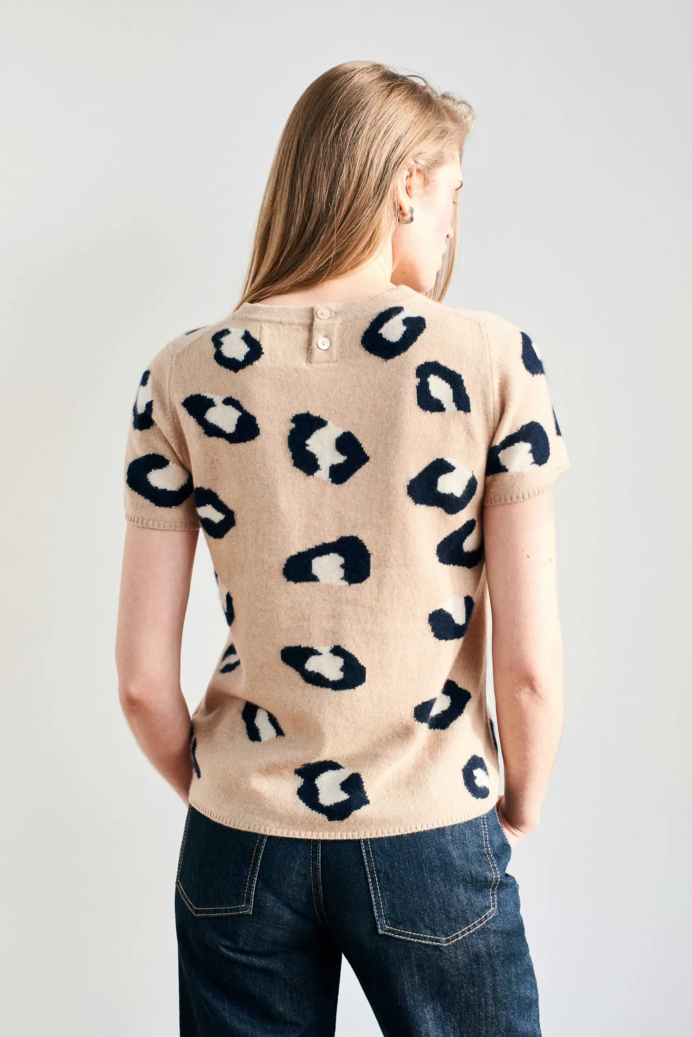Jumper 1234 Cashmere Leopard T-Shirt maglia cammello