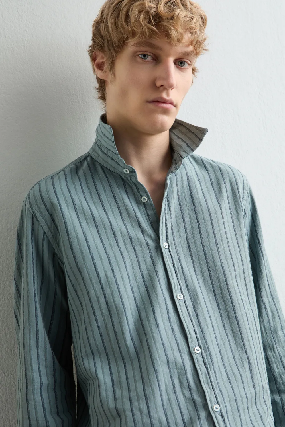 Massimo Alba Genova giacca camicia cotone air blue