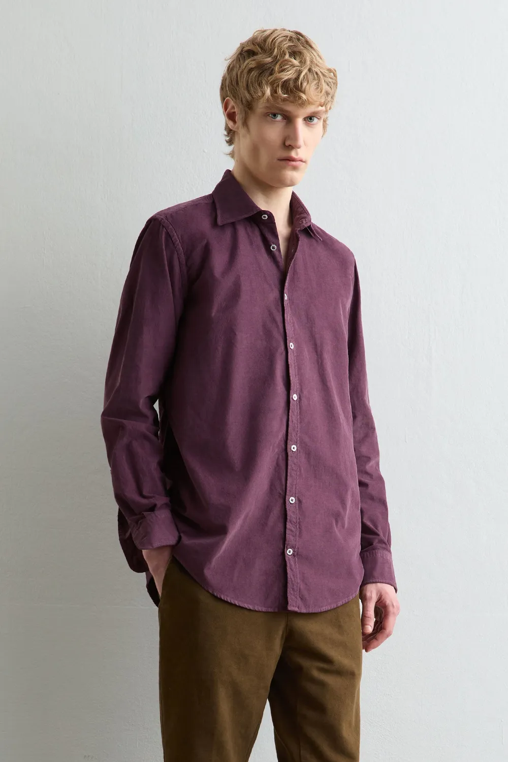 Massimo Alba Genova Camicia Uomo Tibetan Red Velluto
