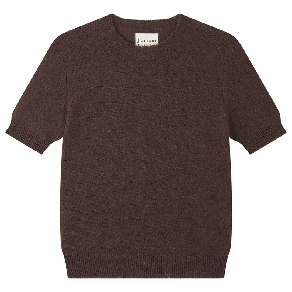 JUMPER 1234 Distressed T-Shirt maglietta cashmere marrone scuro