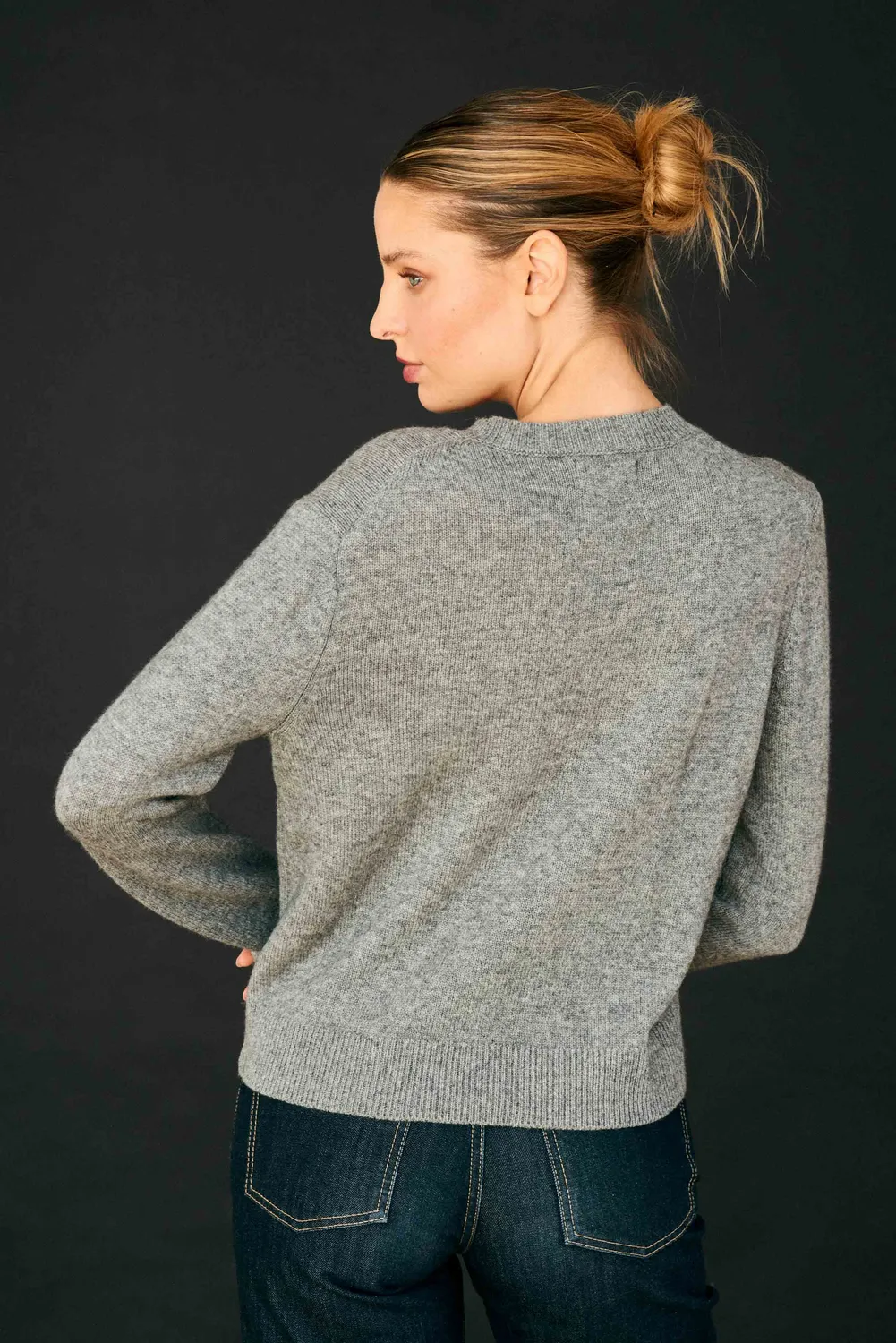 Jumper 1234 Twisted Floral Crew maglione lana grigio fiori