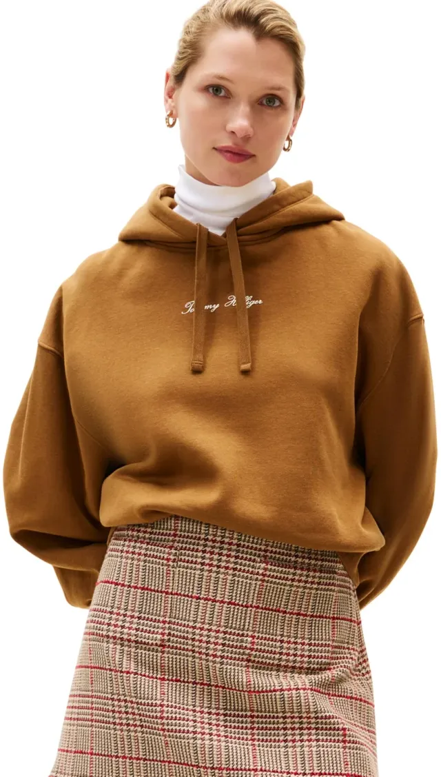 Tommy Hilfiger Classic Script felpa con cappuccio donna M pile