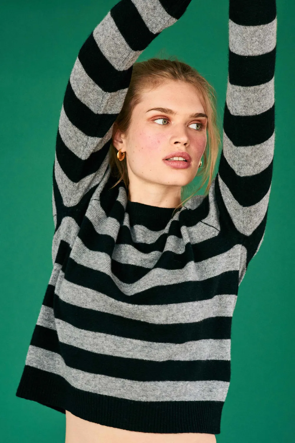 Jumper 1234 Stripe Crew maglione cashmere nero grigio