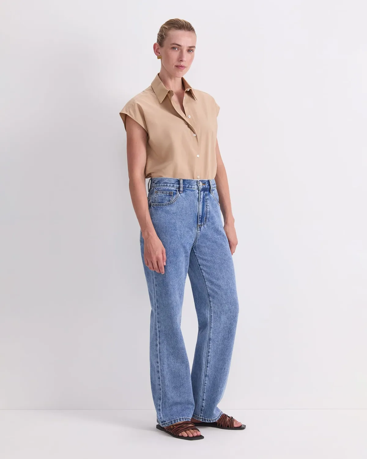 Sportscraft Simmi jeans donna dritti vita alta blu