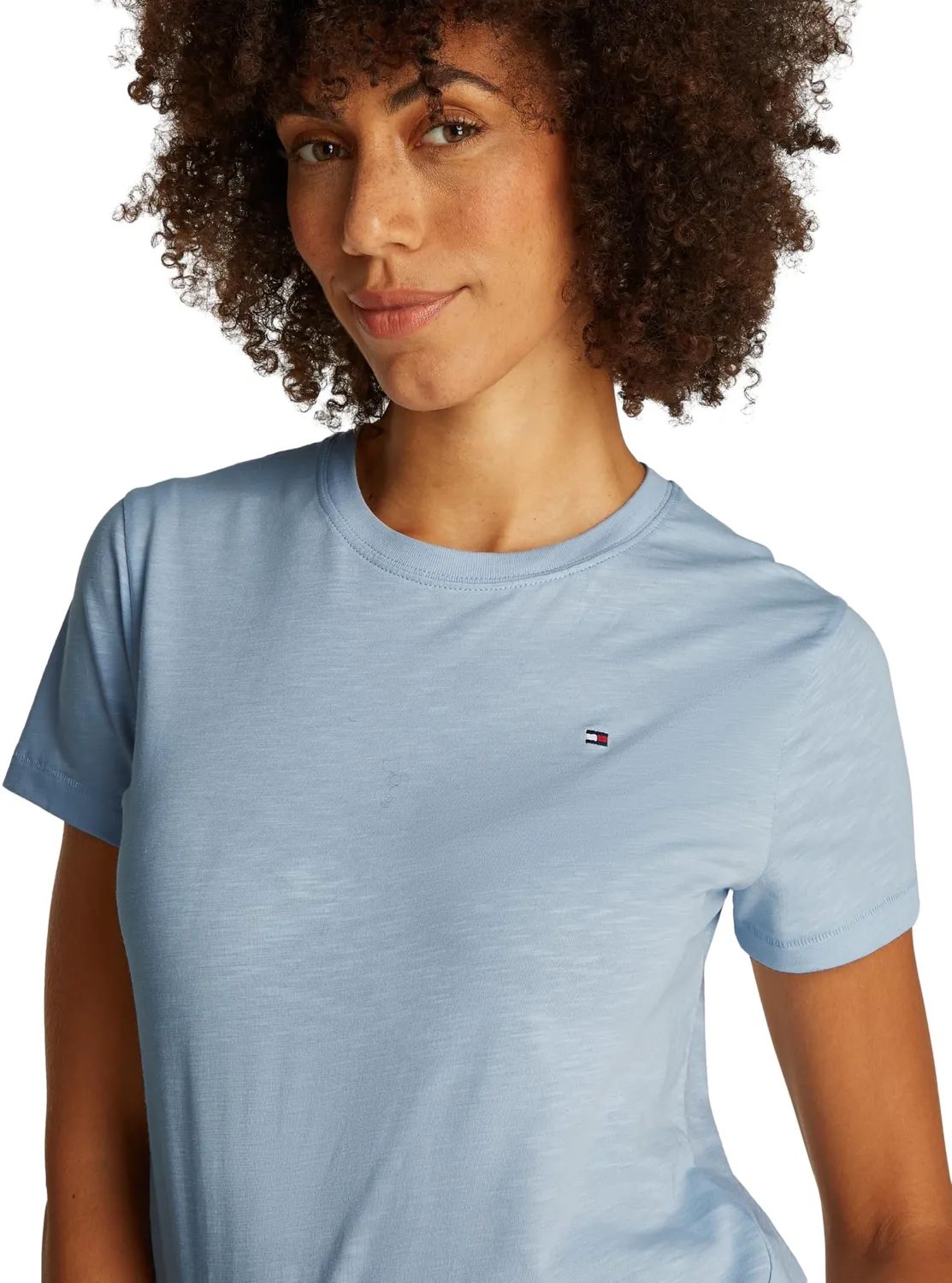 Tommy Hilfiger Slub WW0WW44433 T-Shirt donna scollo rotondo