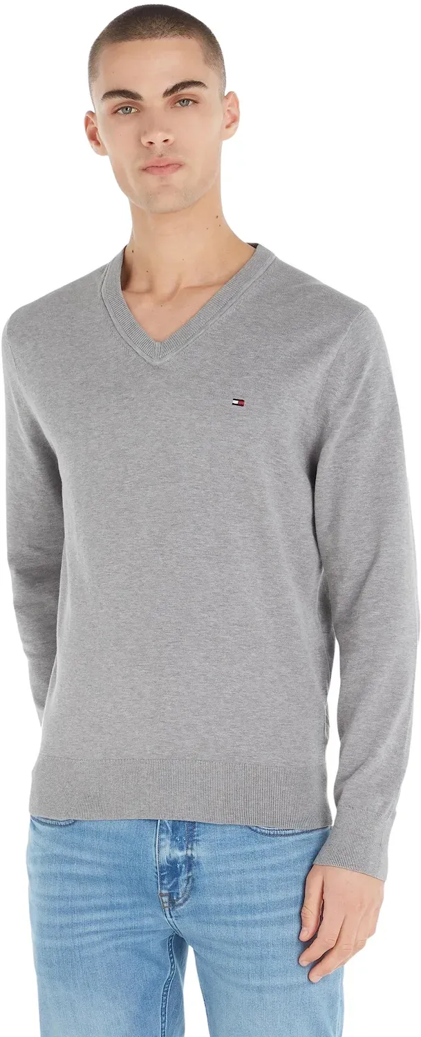 Tommy Hilfiger V-Neck pullover uomo nero scollo a V elegante