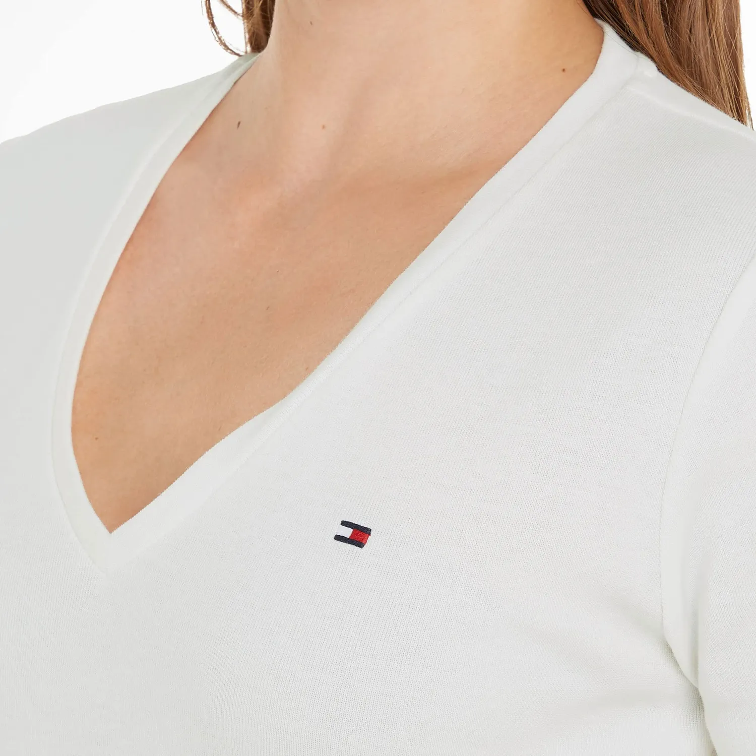 Tommy Hilfiger Cody Rib t-shirt scollo V donna rosa