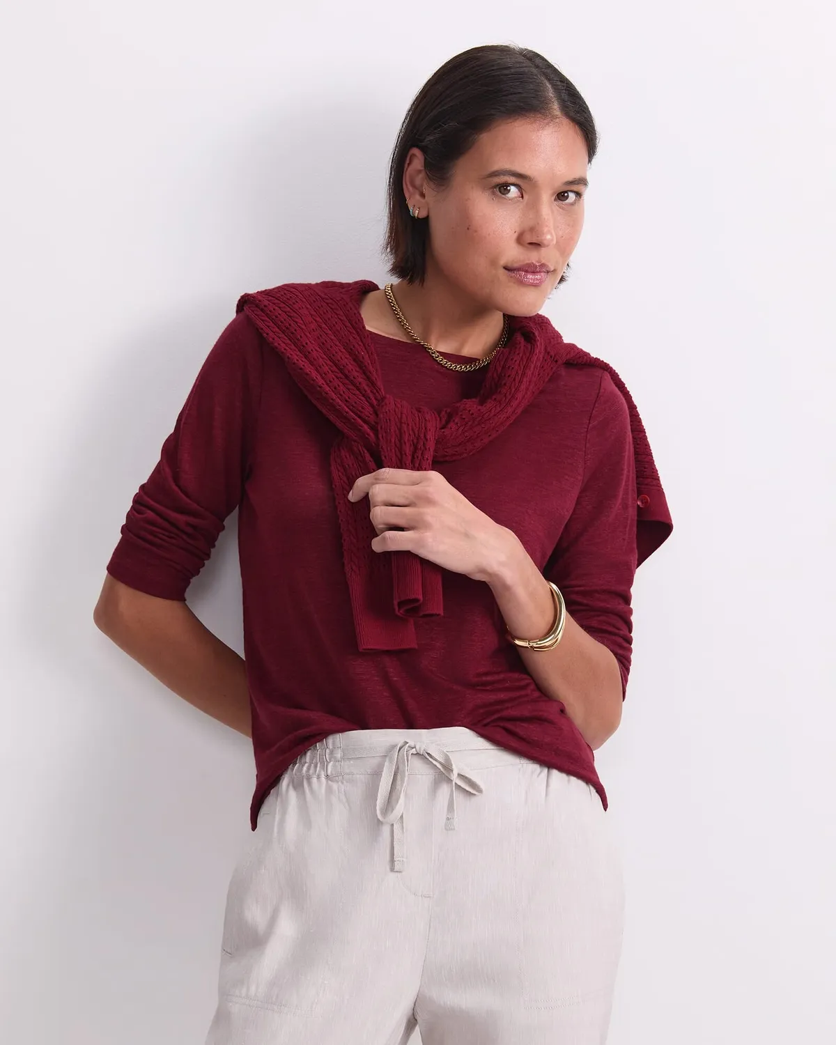 Sportscraft Cecile top lino maniche 3/4
