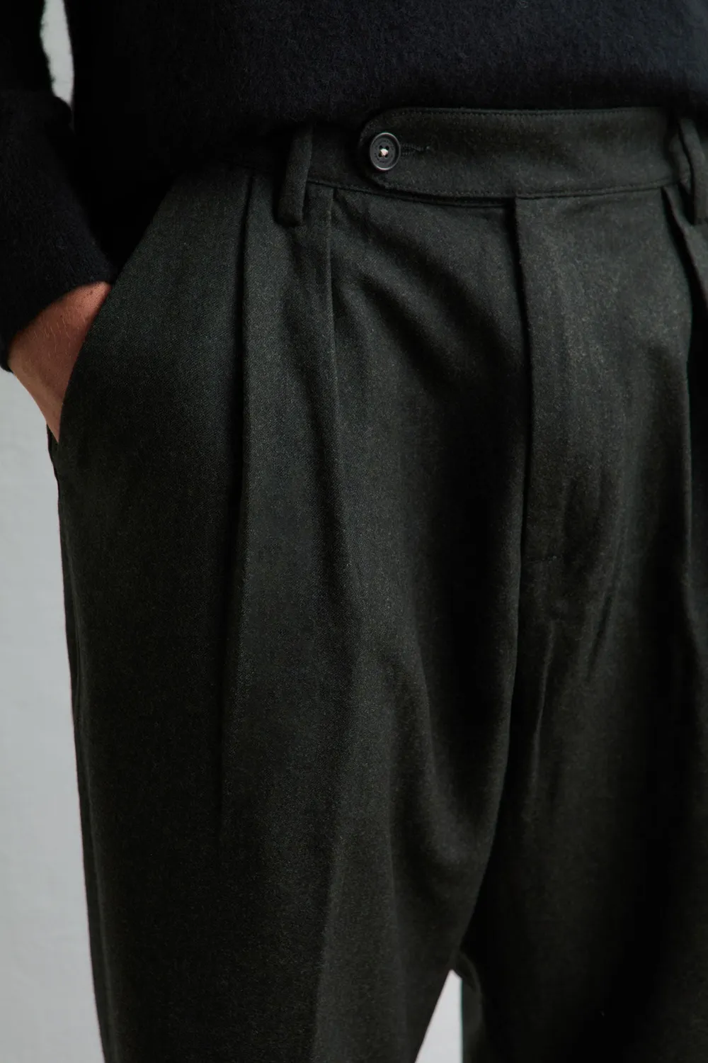 Massimo Alba Stan pantaloni verde scuro flanella lana