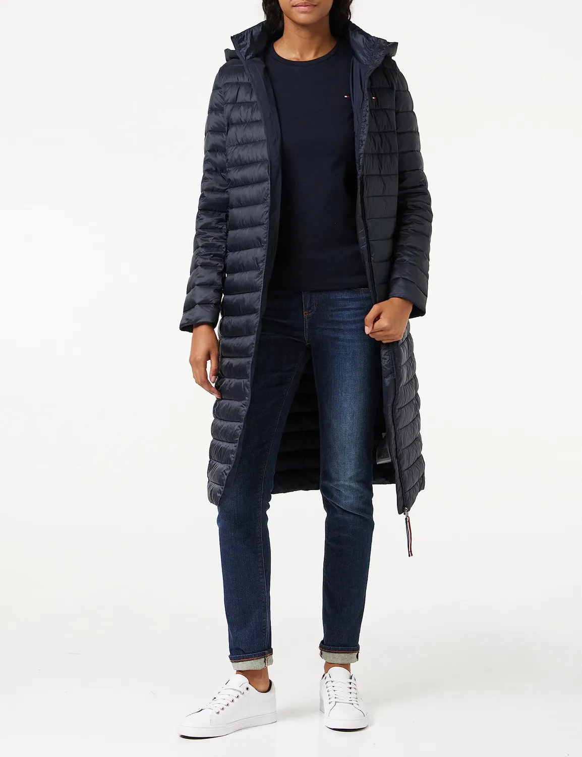 Tommy Hilfiger Cody Rib WW0WW37882 top donna nero coste