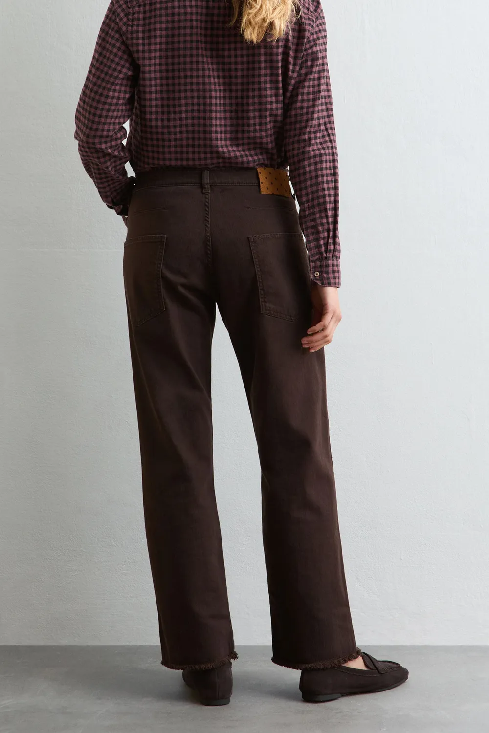 Massimo Alba Alosa-Cut pantaloni donna mogano sfrangiati