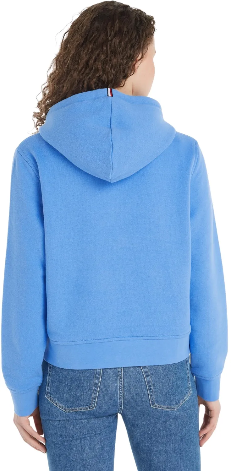 Tommy Hilfiger Logo Hoodie felpa donna rosa con cappuccio