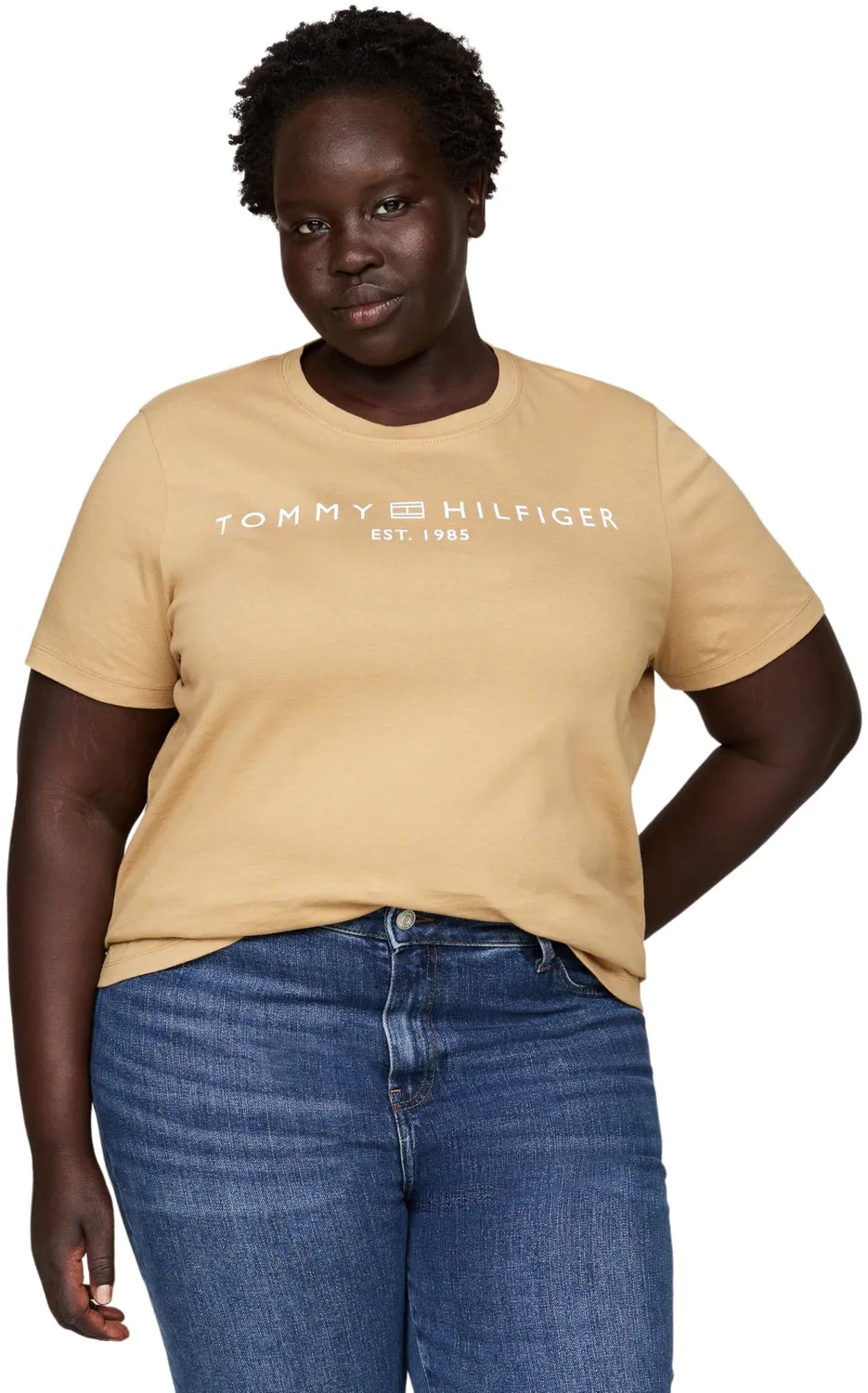 Tommy Hilfiger Curve Regular Logo t-shirt donna grigio taglia 50