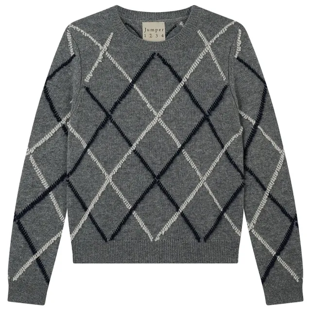 Jumper 1234 Argyle Outline maglione lana grigio medio