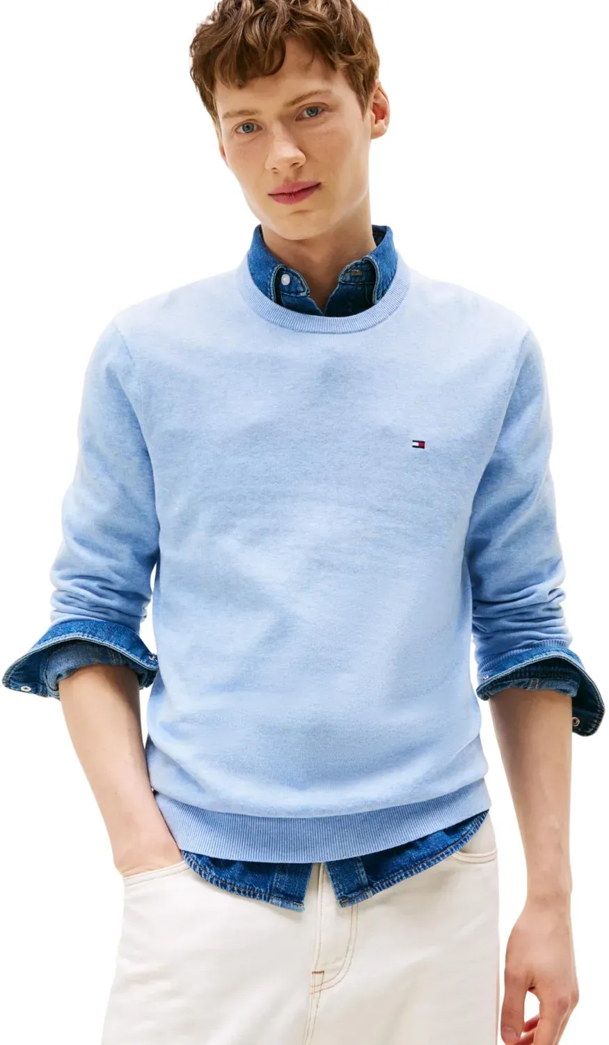 Tommy Hilfiger Essential Cotton maglione blu S girocollo