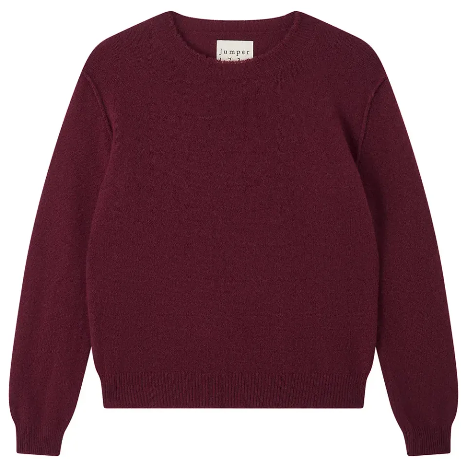 Jumper 1234 Cashmere Distressed Crew maglione bordeaux