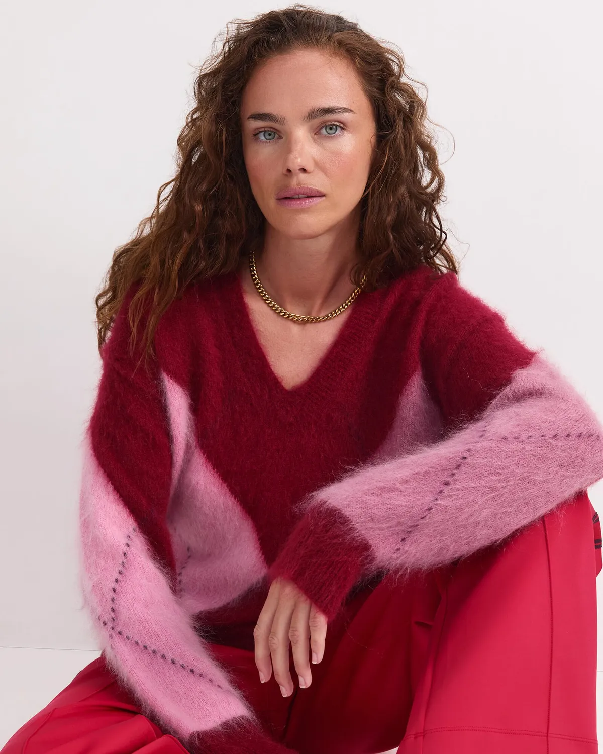 Sportscraft Tatiana Mohair Argyle maglione donna a rombi
