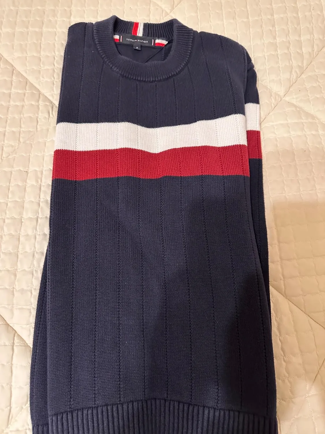 Tommy Hilfiger Colourblock MW0MW33094 Maglione Uomo XS Bianco