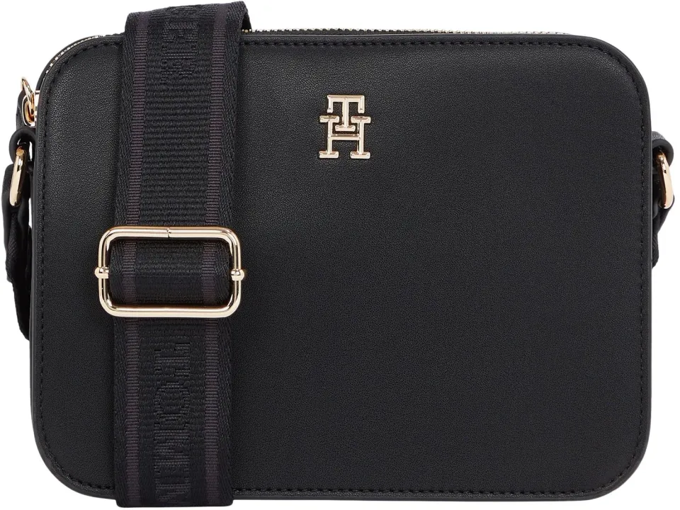 Tommy Hilfiger Logotape Camera Bag borsa tracolla nera tracolla larga