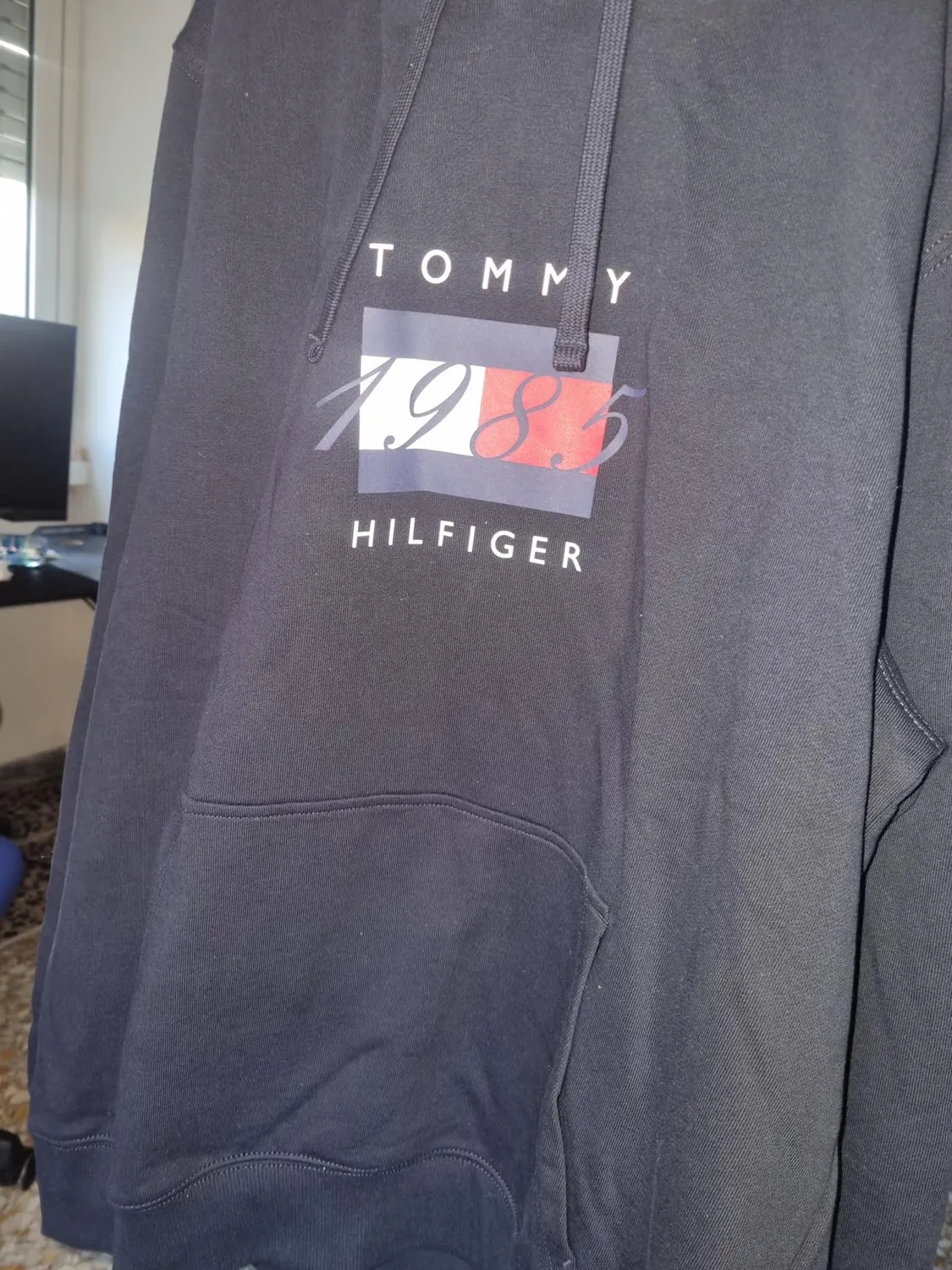 Tommy Hilfiger Linear Flag MW0MW41332 felpa cappuccio nera M