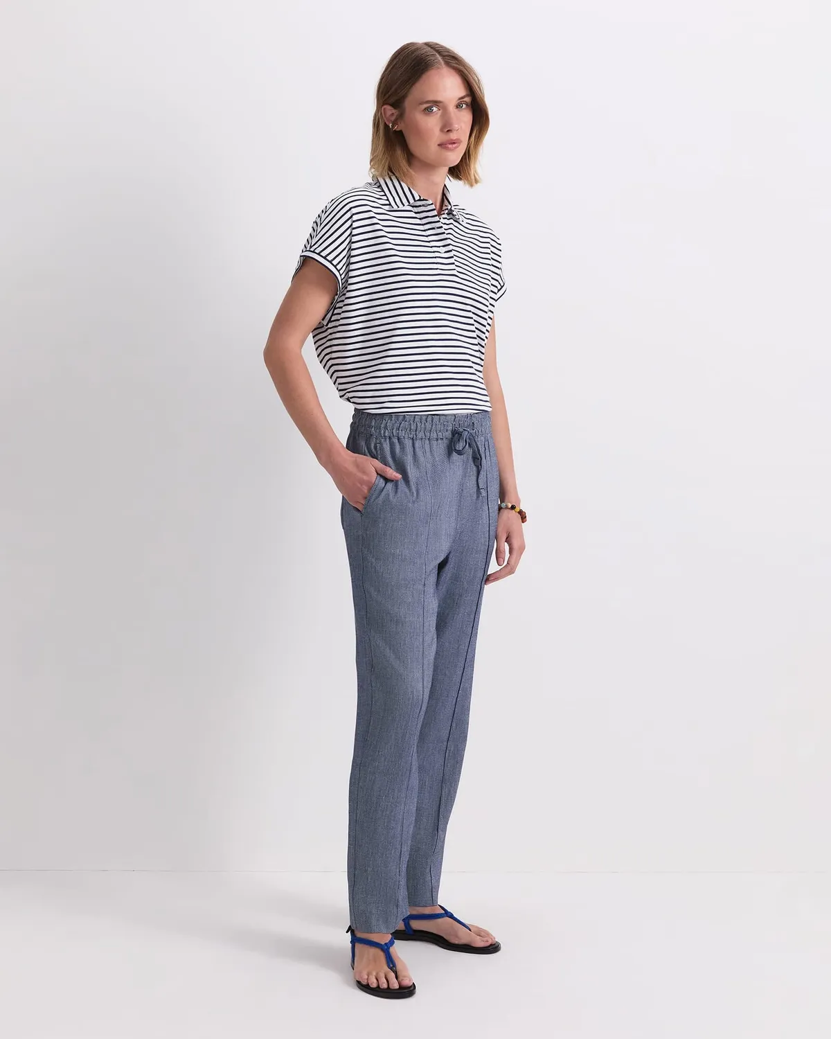Sportscraft Rosa pantaloni lino affusolati
