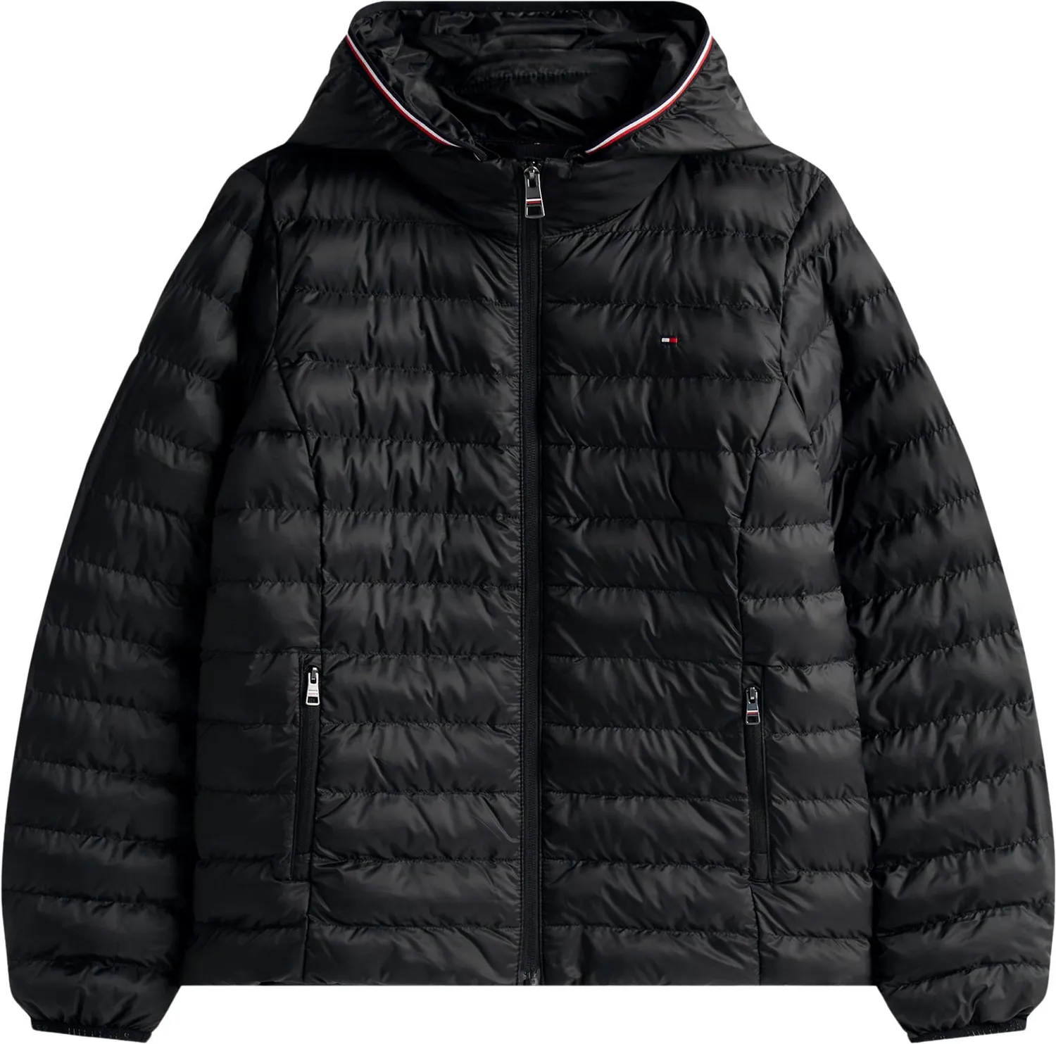 Tommy Hilfiger Global Stripe piumino donna nero con cappuccio