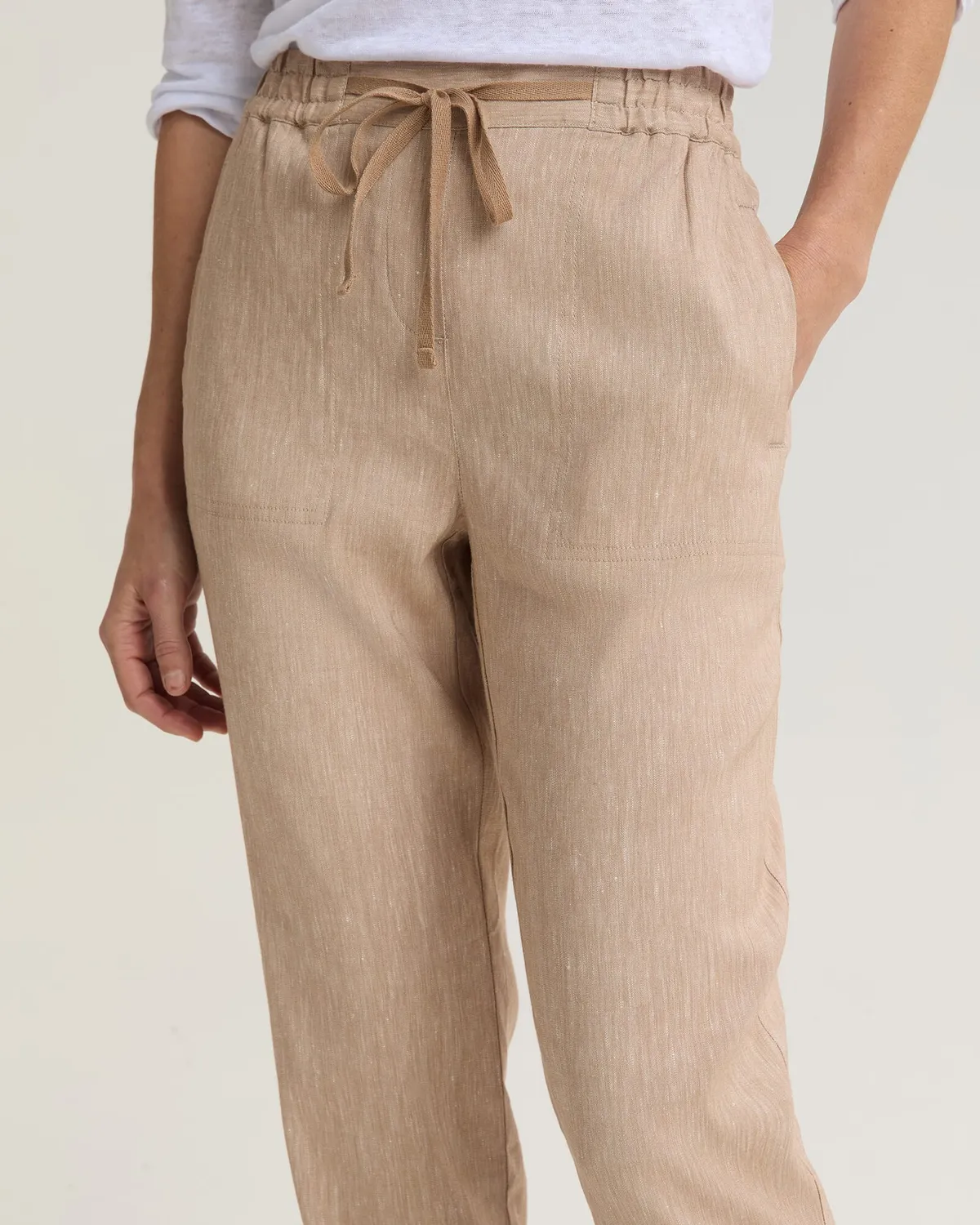 Sportscraft Rosa pantalone lino elasticizzato con coulisse