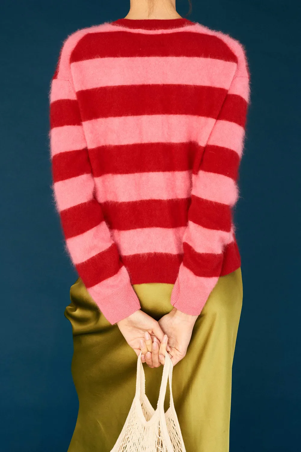 Jumper 1234 Brushed Wool Stripe Crew maglione rosso rosa
