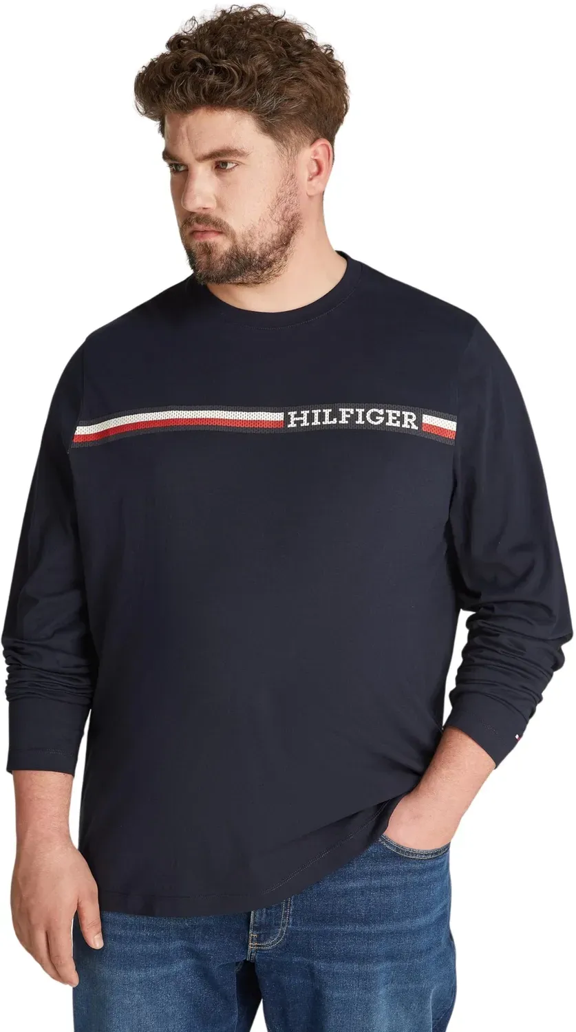 Tommy Hilfiger Chest Stripe Maglia Maniche Lunghe Uomo XXL Blu