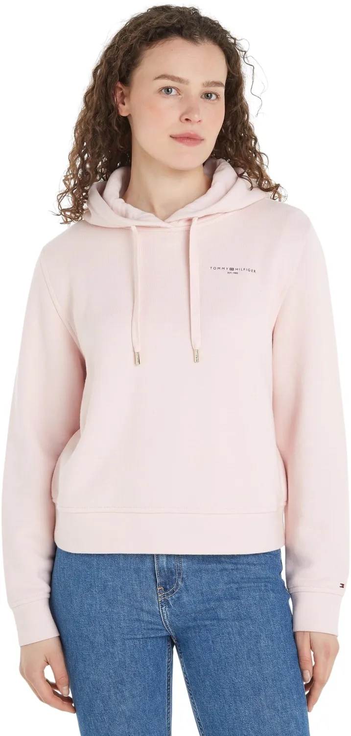 Tommy Hilfiger Logo Hoodie felpa donna rosa con cappuccio