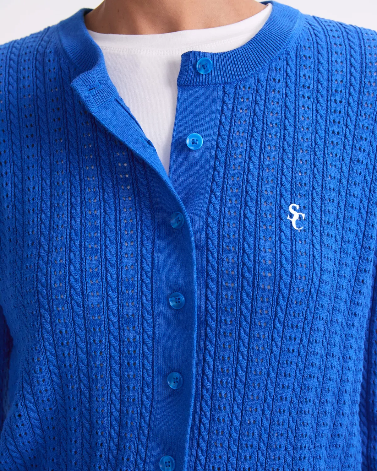 Sportscraft Elka Cable Pointelle cardigan cotone regular