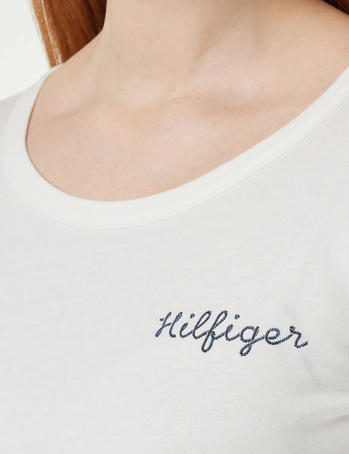 Tommy Hilfiger Basic maglietta maniche lunghe donna ecru XL