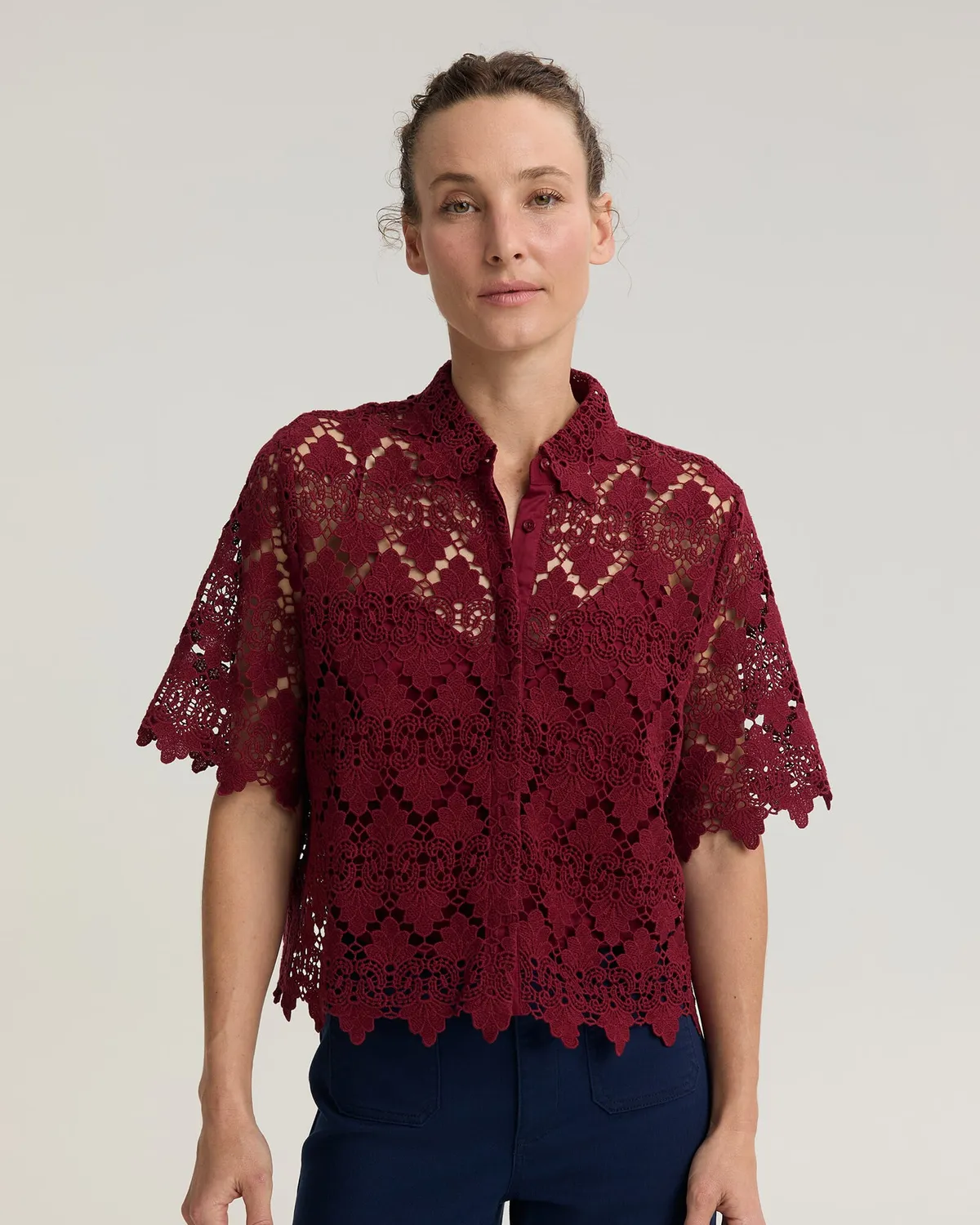 Sportscraft Ariana Lace Cropped camicia in pizzo
