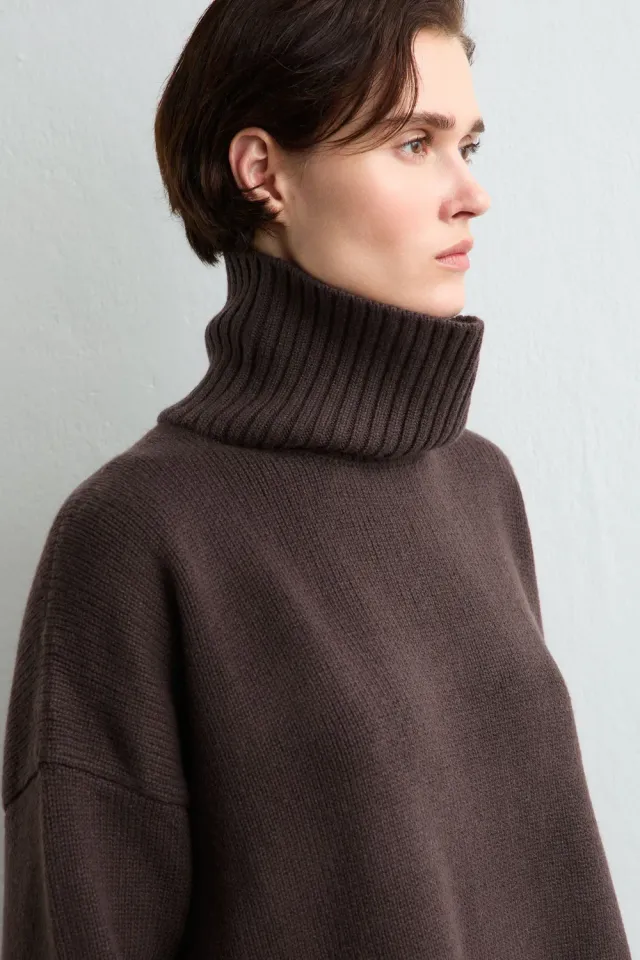 Massimo Alba Cara dolcevita donna chicory coffee cashmere