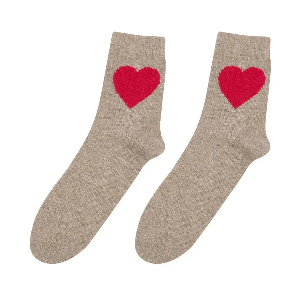 Jumper 1234 Heart calzini cashmere marrone chiaro cuori