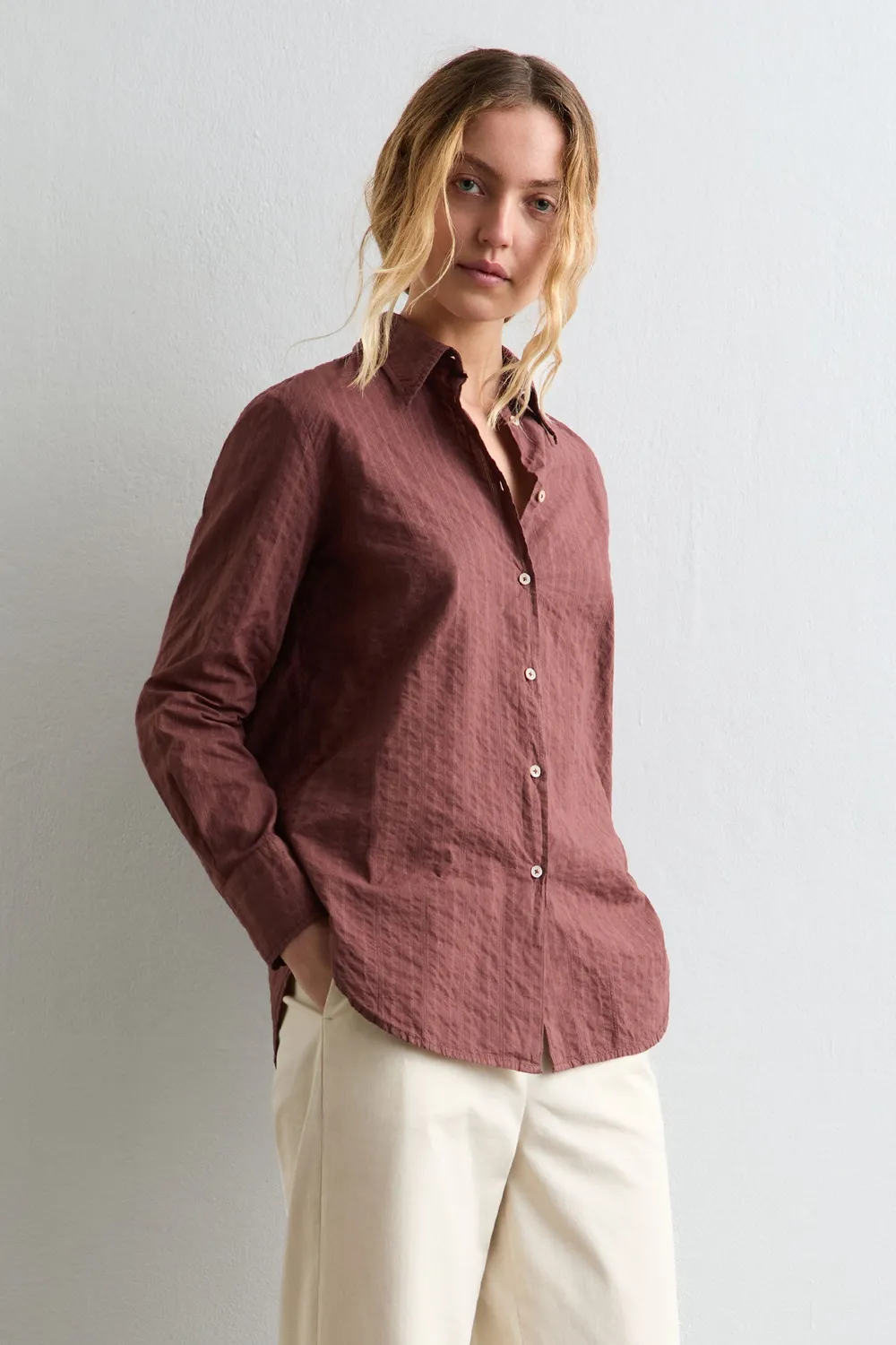 Massimo Alba Selma camicia donna cotone rose brown