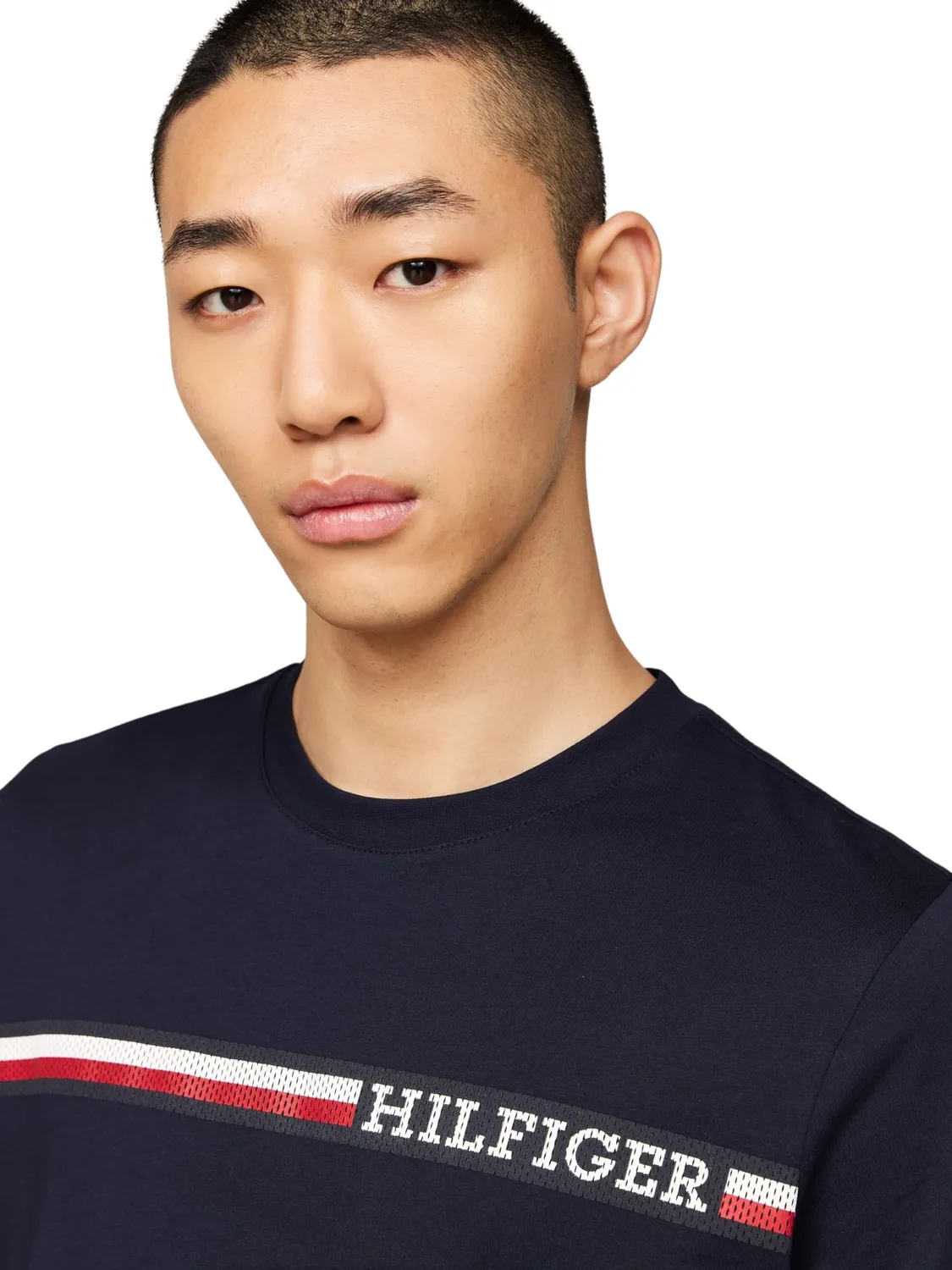 Tommy Hilfiger Chest Stripe t-shirt uomo maniche lunghe cotone