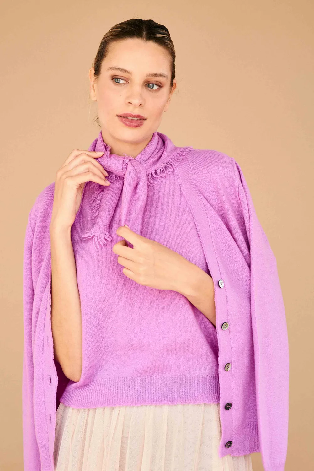 Jumper 1234 Distressed Tank gilet viola cashmere