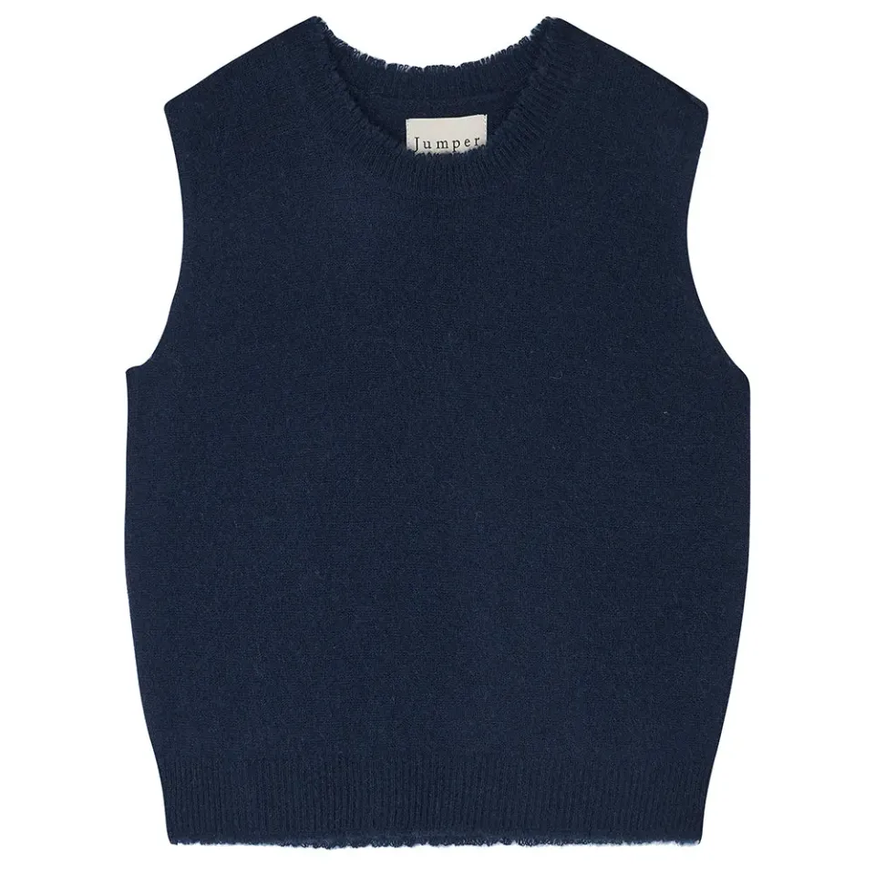 Jumper 1234 Distressed Tank canotta cashmere navy blu